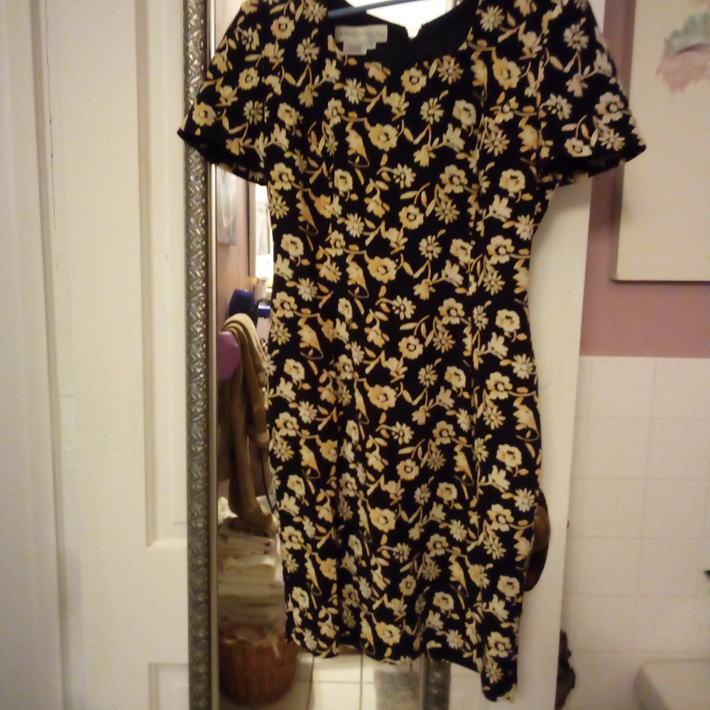 Floral Black and Yellow Dress